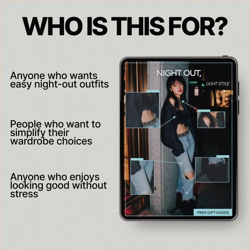 Night Out, Light Style – Casual Evening Style Guide, Night Out Outfit Ideas, Capsule Wardrobe eBook & Checklist for Effortless Chic Looks