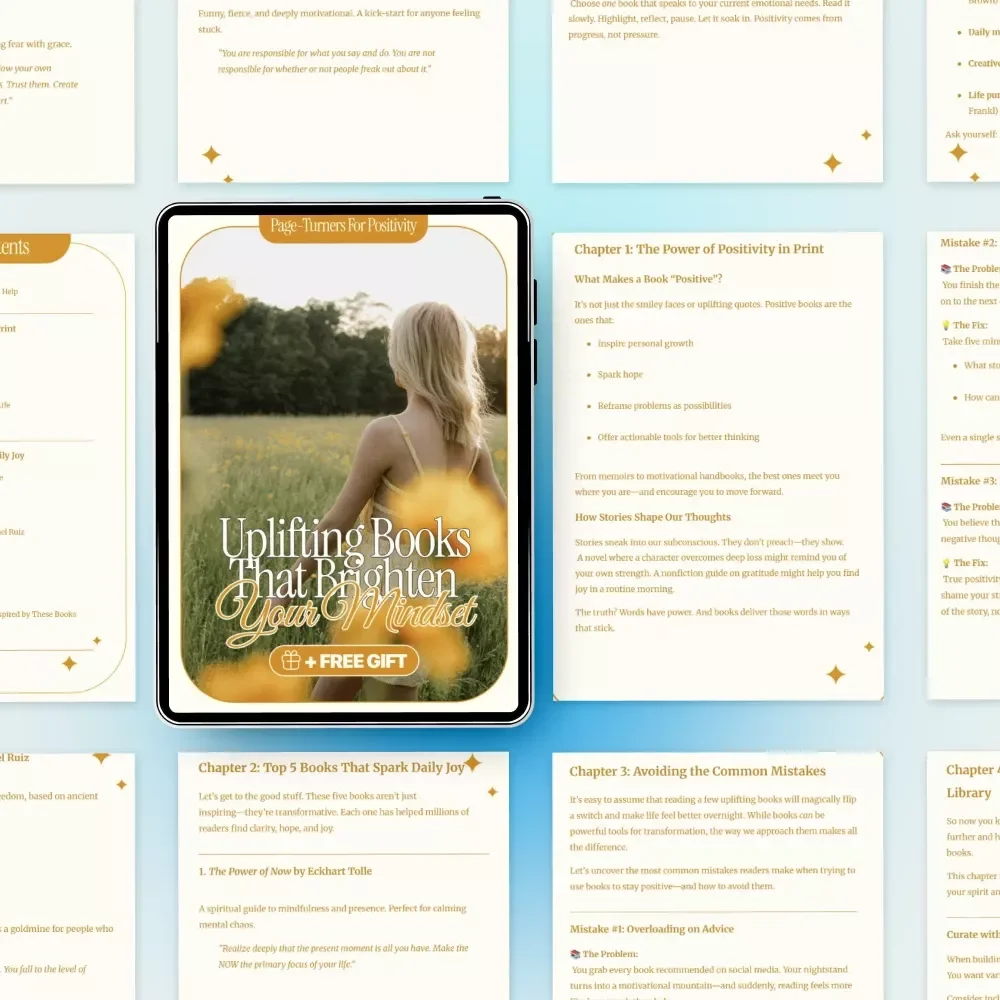Page-Turners for Positivity: Uplifting Books That Brighten Your Mindset | Inspirational Reading Guide & Digital Download for Books to Stay Positive