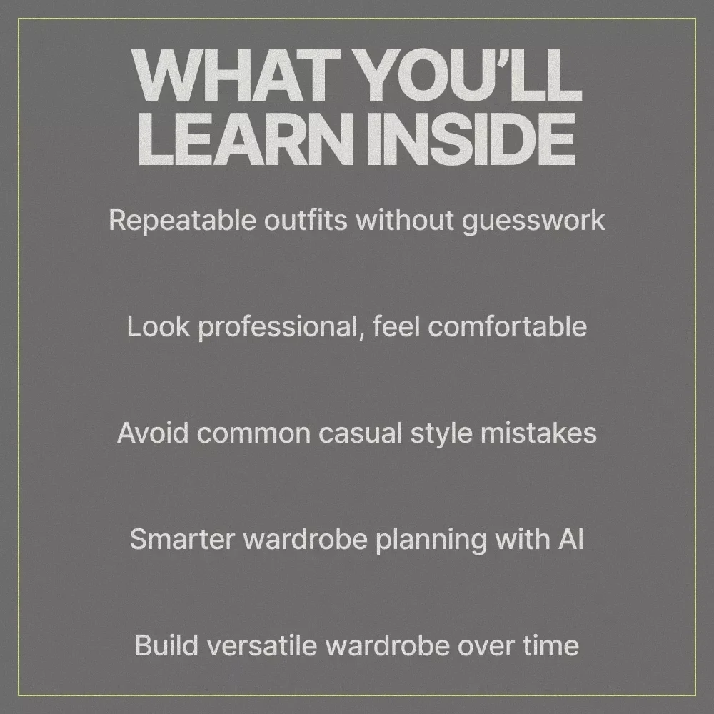 Casual Office Style That Actually Works | Ebook Guide on What Outfits Suit Casual Office Work | Smart Casual Workwear Capsule
