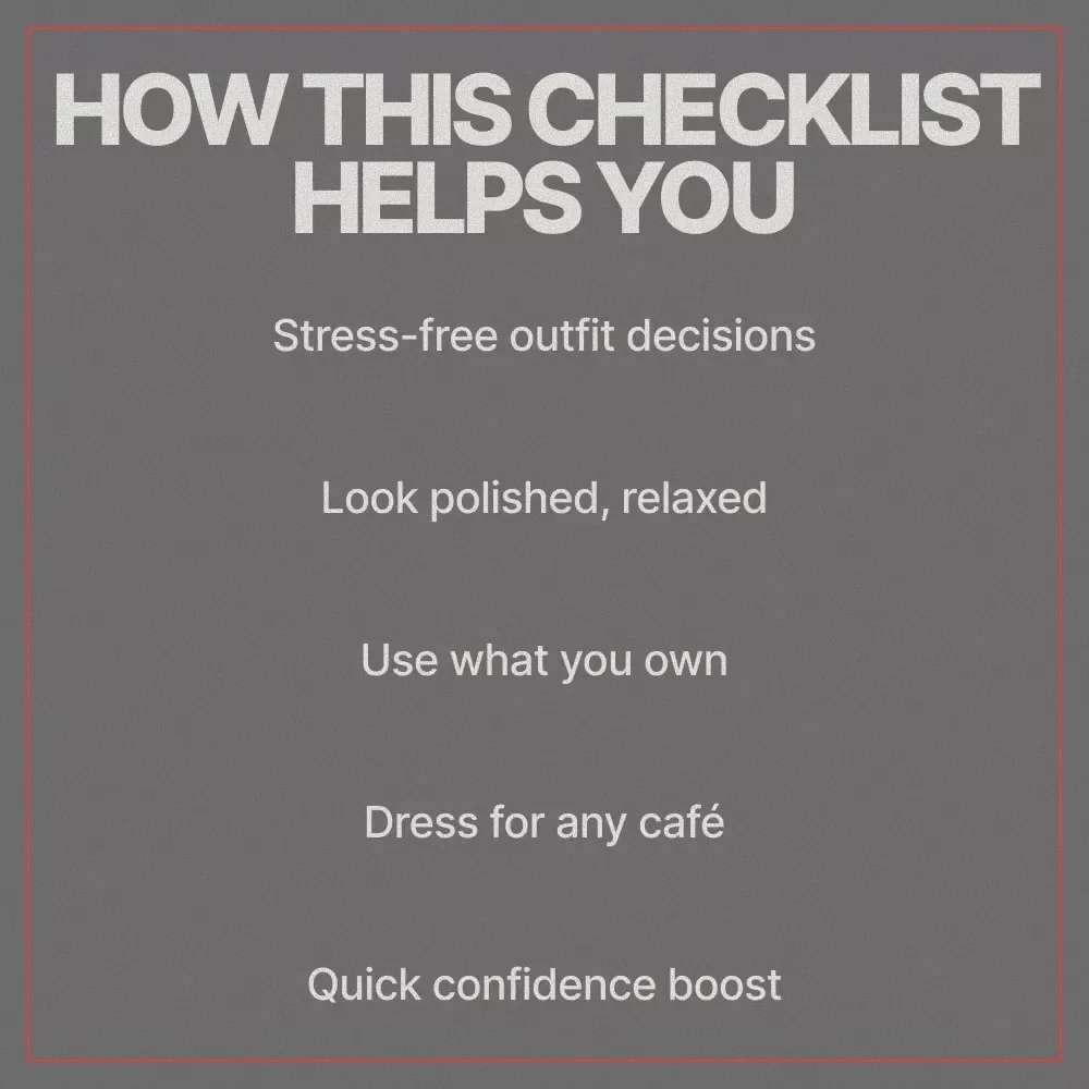 Coffee-Ready Cozy – What to Wear for Coffee Meetups Checklist | Effortless Café Outfit Planning Guide