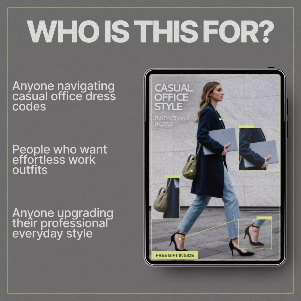 Casual Office Style That Actually Works | Ebook Guide on What Outfits Suit Casual Office Work | Smart Casual Workwear Capsule
