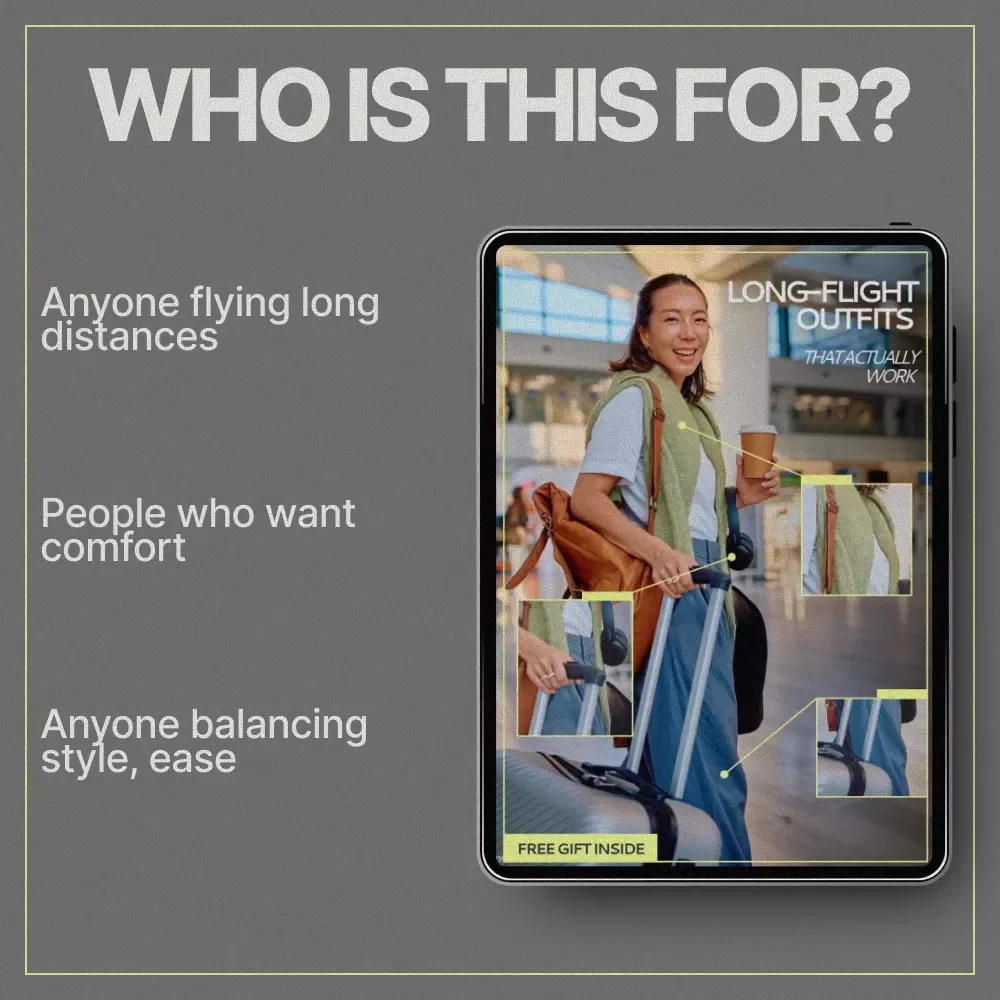 Long-Flight Outfits That Actually Work | Ebook Guide on What Outfits Work for Long Flights, Comfort-First Travel Style, Smart Layering & Flight-Ready Essentials
