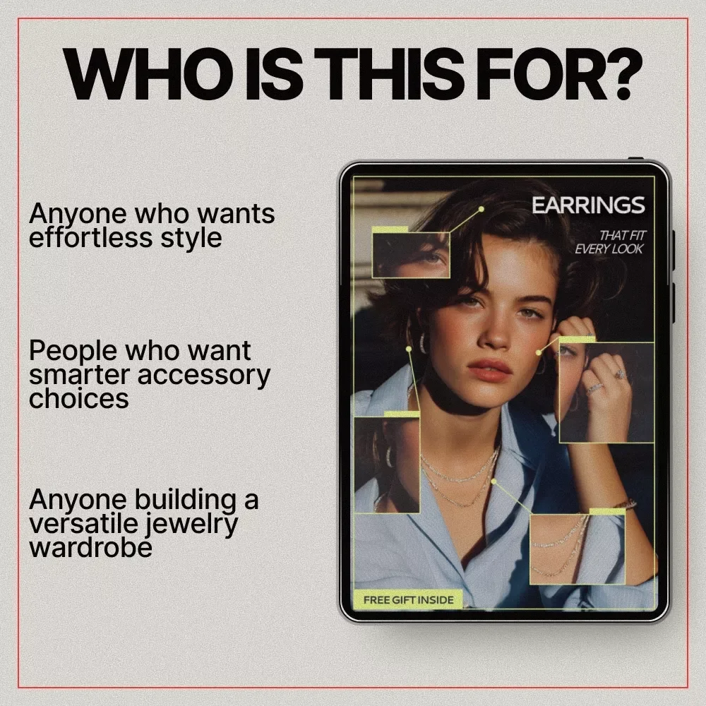 Earrings That Fit Every Look | Digital Style Guide eBook for Everyday, Office & Special Occasion Outfits | Face Shape & Outfit Matching Earrings