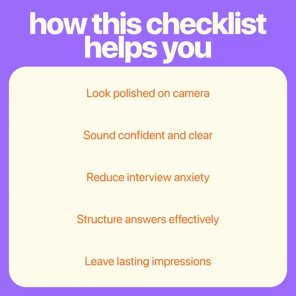 Lights, Camera, Confidence! – Video Interview Checklist | How to Be Confident in a Video Interview | Digital Download for Job Seekers