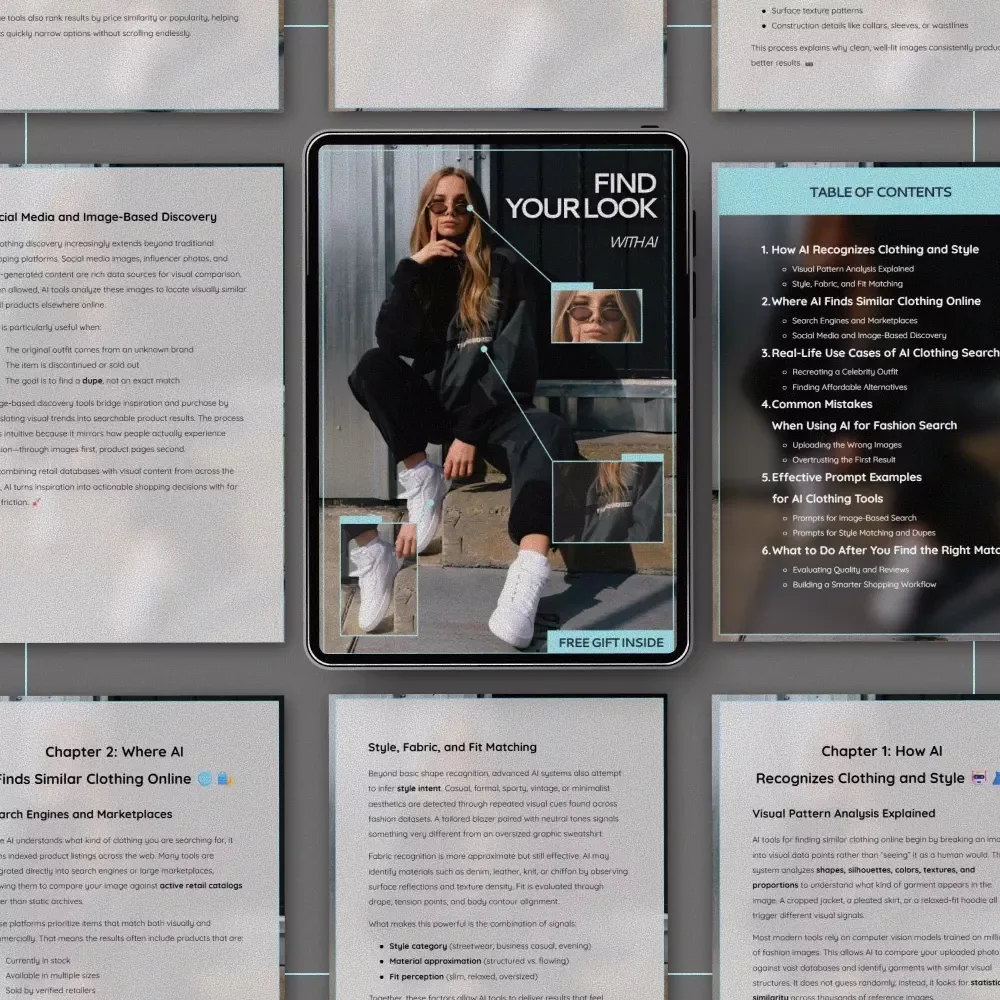 Find Your Look With AI – Smart Fashion Search Guide, AI Clothing Finder eBook, Style Matching & Outfit Dupes Digital Download
