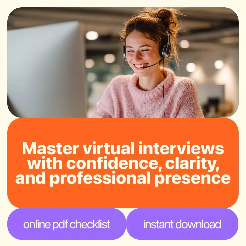 Lights, Camera, Confidence! – Video Interview Checklist | How to Be Confident in a Video Interview | Digital Download for Job Seekers