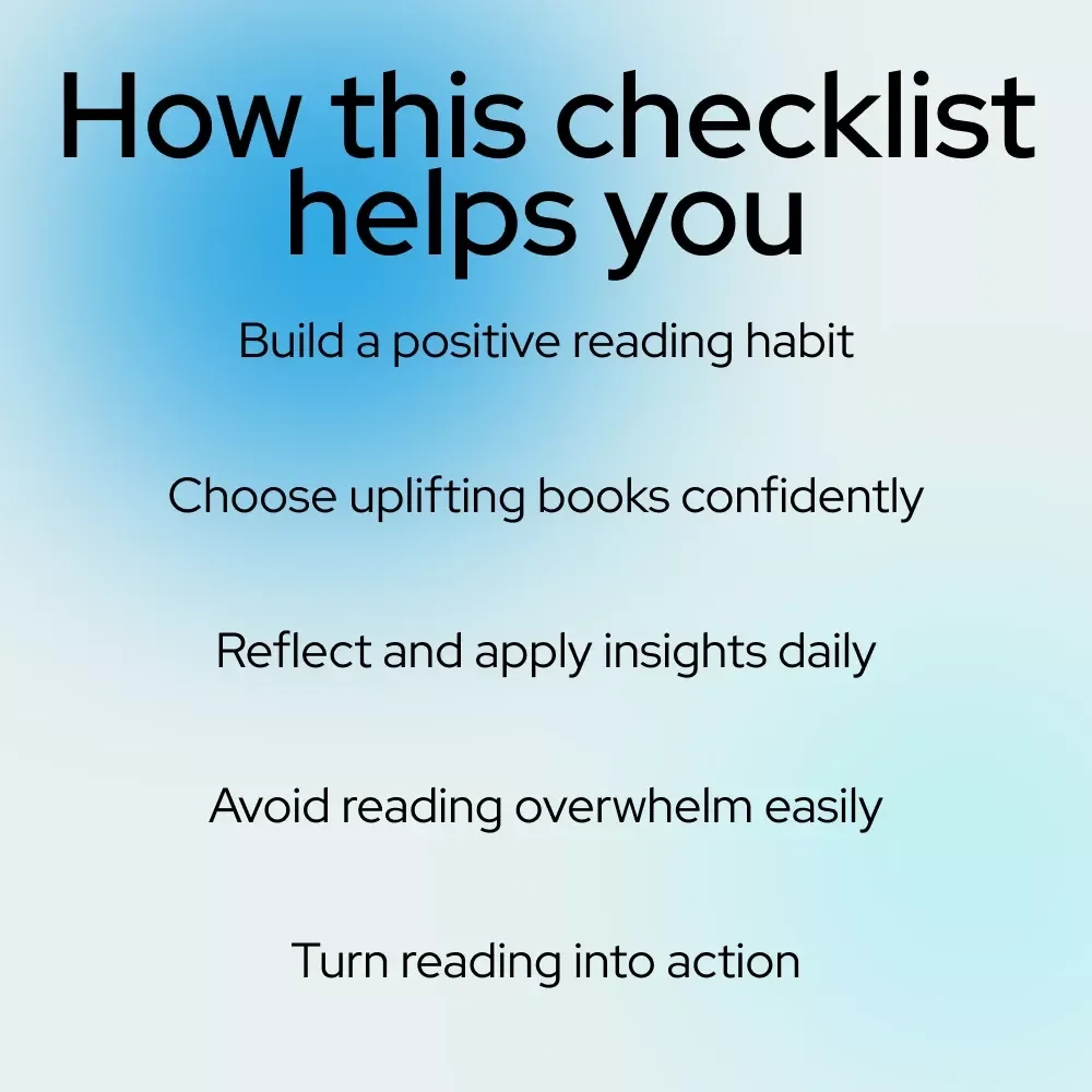 The Positivity Power-Up Checklist: Your Uplifting Reading Plan | Digital Checklist for Books to Stay Positive