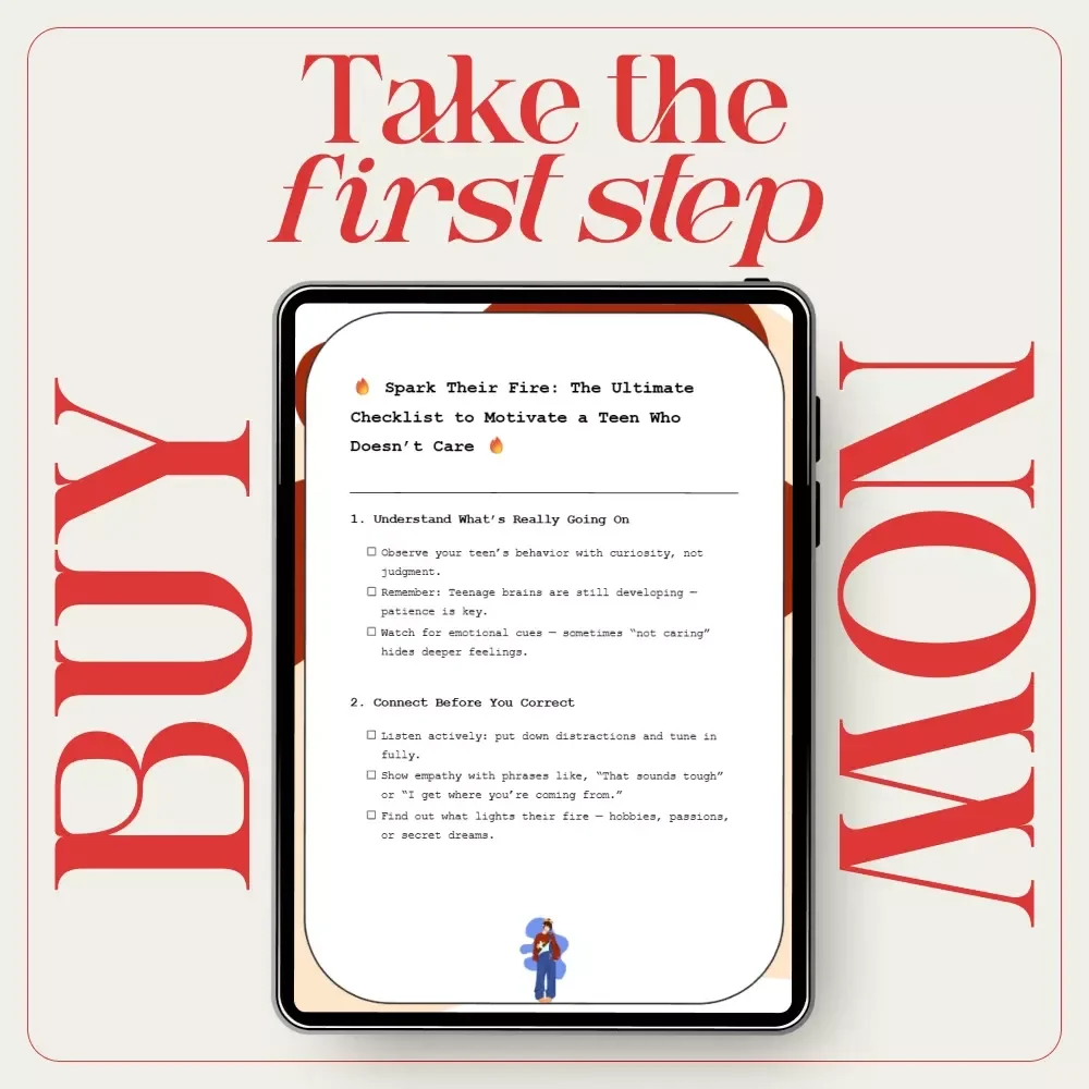 Spark Their Fire: The Ultimate Checklist to Motivate a Teen Who Doesn’t Care | Digital Download for Parents | Teen Motivation Guide, Parenting Checklist, eBook Resource