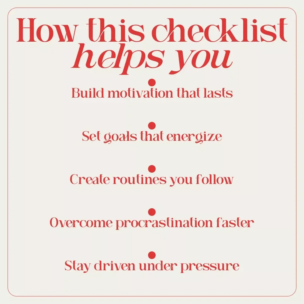 Exam Motivation Power Checklist: Your Step-by-Step Success Boost | Study Focus Planner & how to get motivated for exams Guide