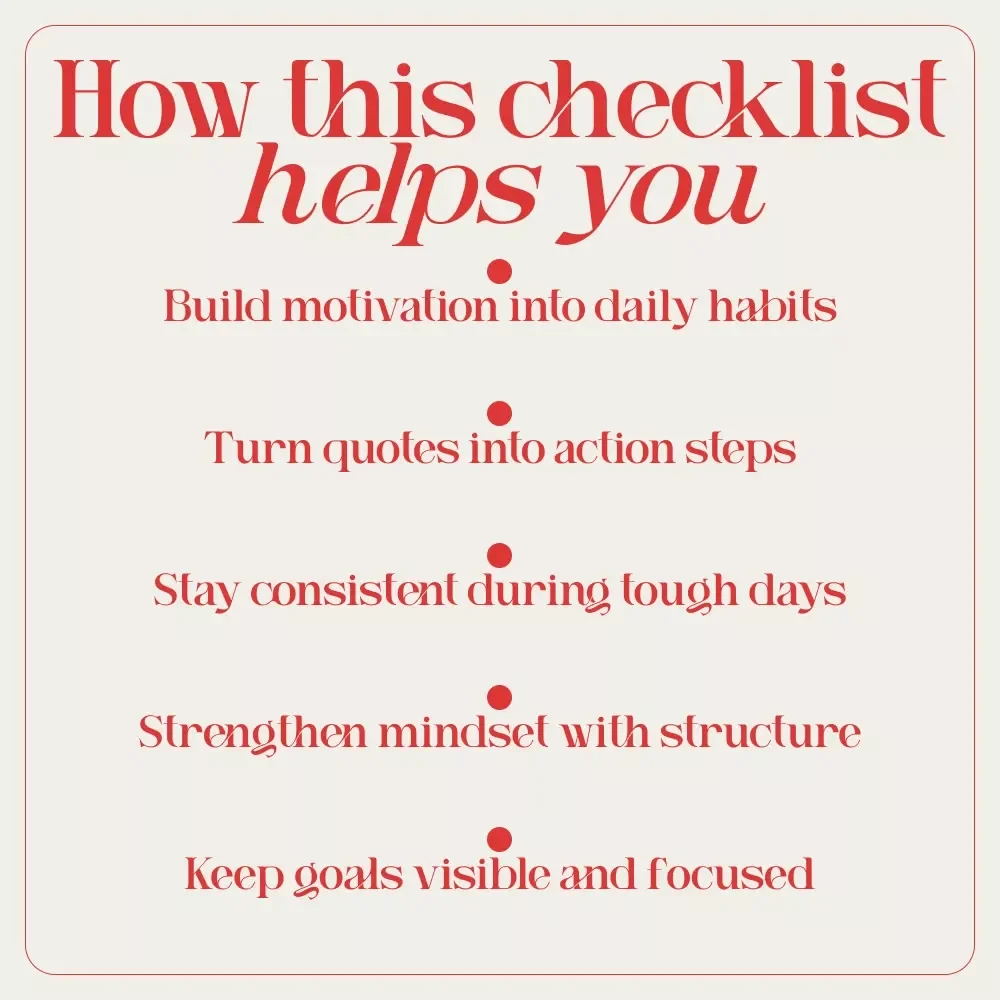 The Motivation Booster Checklist: Stay on Track, One Quote at a Time | Weight Loss Motivation Quotes Checklist | Daily Mindset & Habit Tracker Digital Download