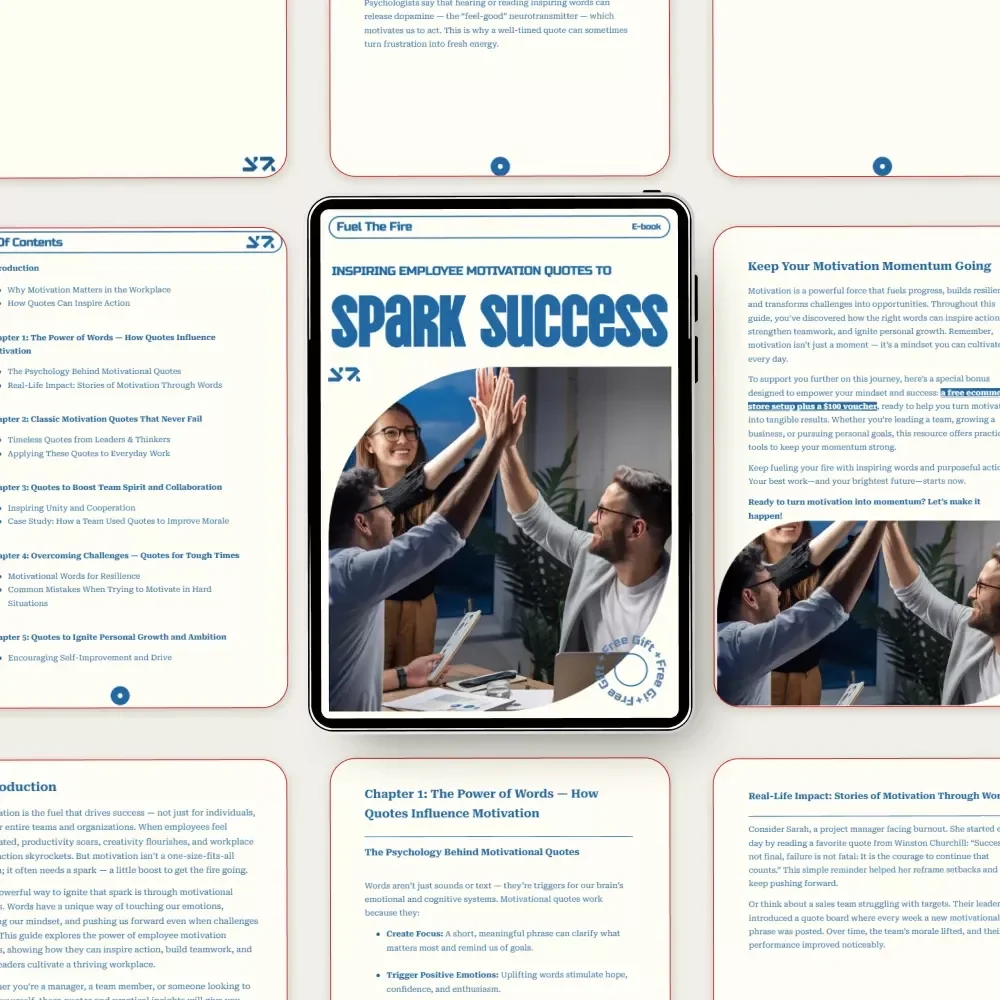Fuel the Fire: Inspiring Employee Motivation Quotes to Spark Success | Digital eBook for Workplace Inspiration, Leadership Growth & Team Morale