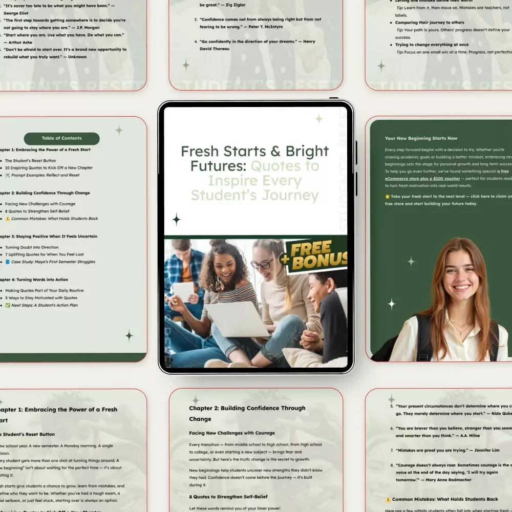 Fresh Starts & Bright Futures: Quotes to Inspire Every Student’s Journey - A Motivational Guide for Students