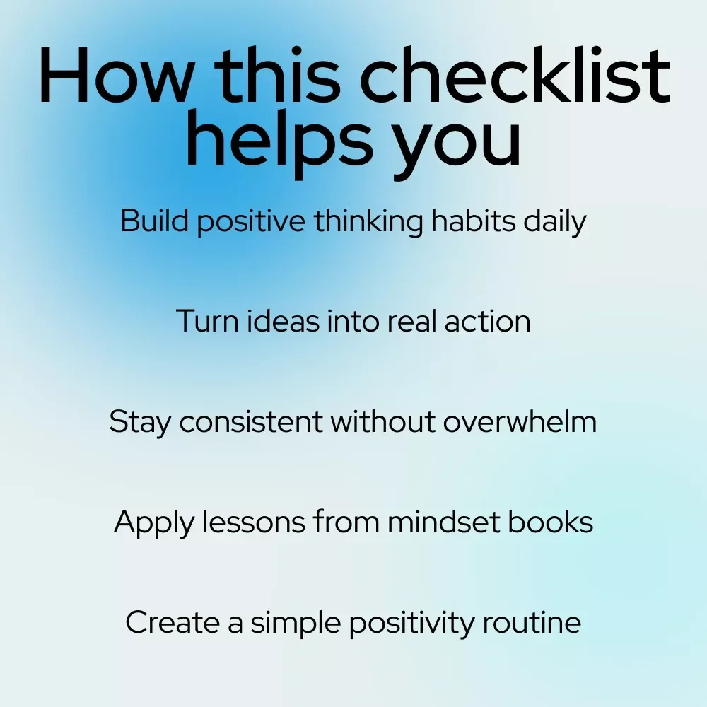 The Bright Mindset Checklist: Your Action Plan for Positive Thinking | Printable Self-Help Checklist & One of the Books to Help with Positive Thinking