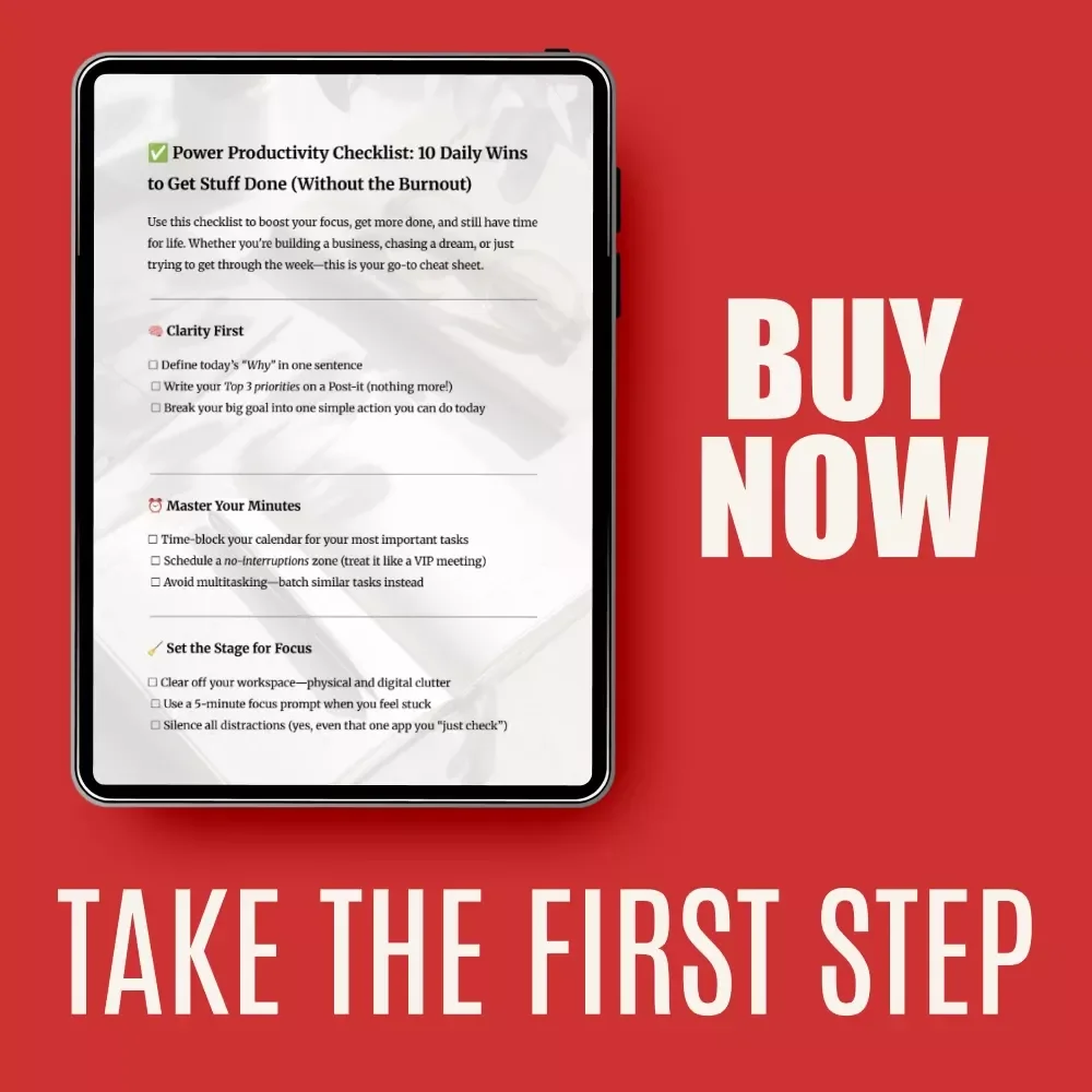 Power Productivity Checklist: 10 Daily Wins to Get Stuff Done (Without the Burnout) | Simple Steps to Being Productive Daily Planner Checklist