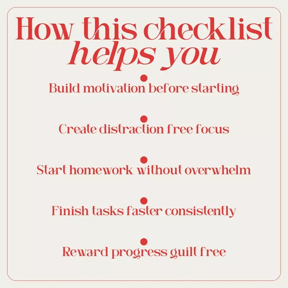 The “Homework Hustle” Checklist: 10 Fun Steps to Crush Procrastination and Get Stuff Done | Digital Download for Students | how to get motivated to do homework