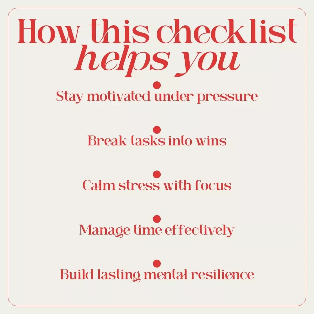 Pressure to Power: Your Ultimate Motivation Checklist | How Do You Motivate Yourself When There Is High Pressure | Instant Digital Download