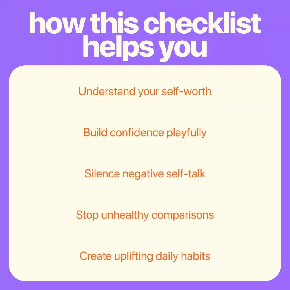 Checklist: Shine Bright — Your Easy Self-Esteem Boosting Action Plan | Confidence & Self Esteem Activities for Youth