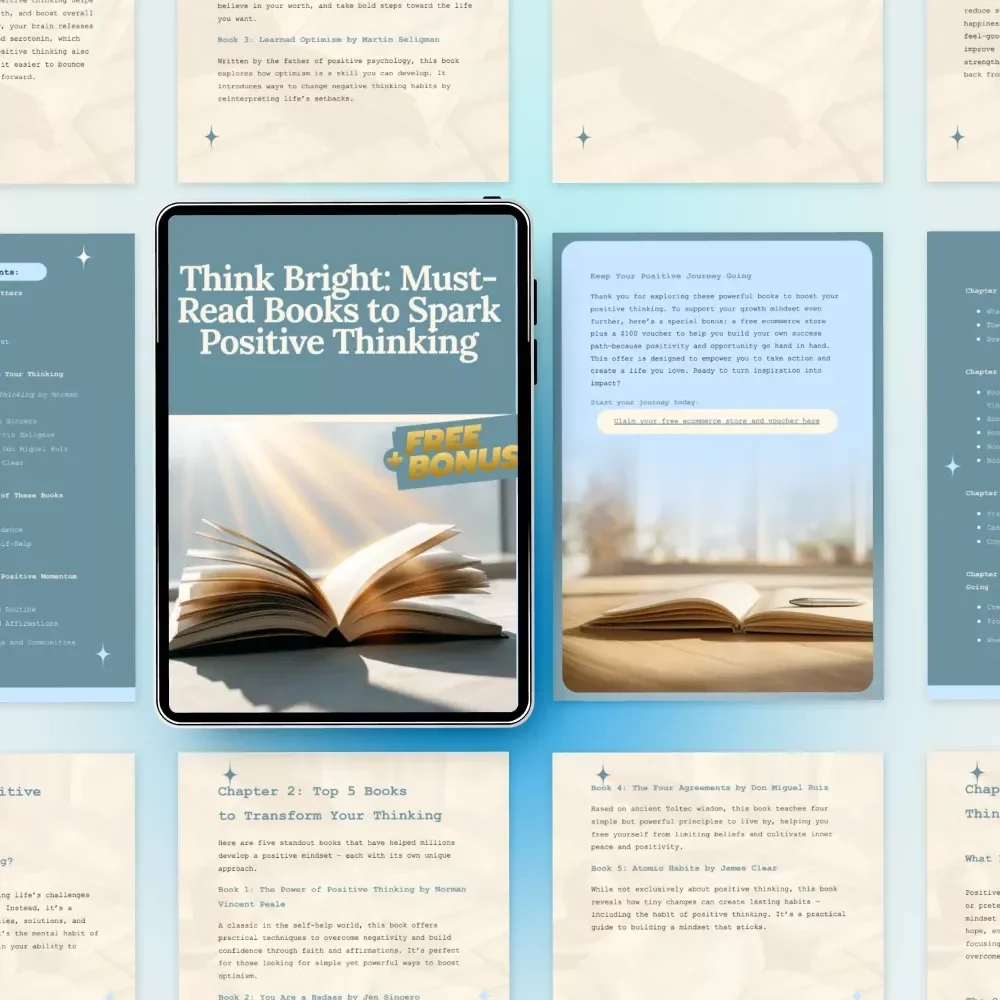 Think Bright: Must-Read Books to Spark Positive Thinking | Inspirational Guide Featuring Books to Help With Positive Thinking | Digital Download