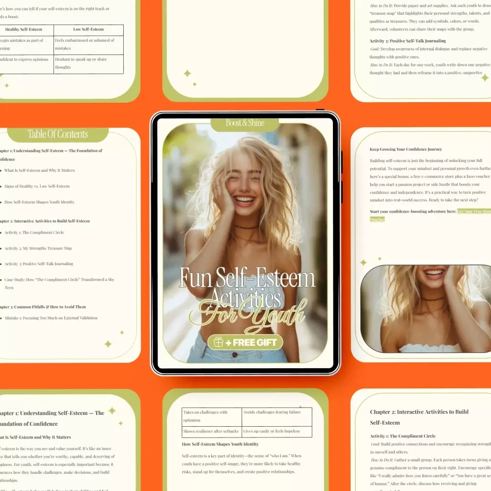 Boost & Shine: Fun Self-Esteem Activities for Youth | Confidence-Building Guide for Teens & Kids | Printable & Digital Download