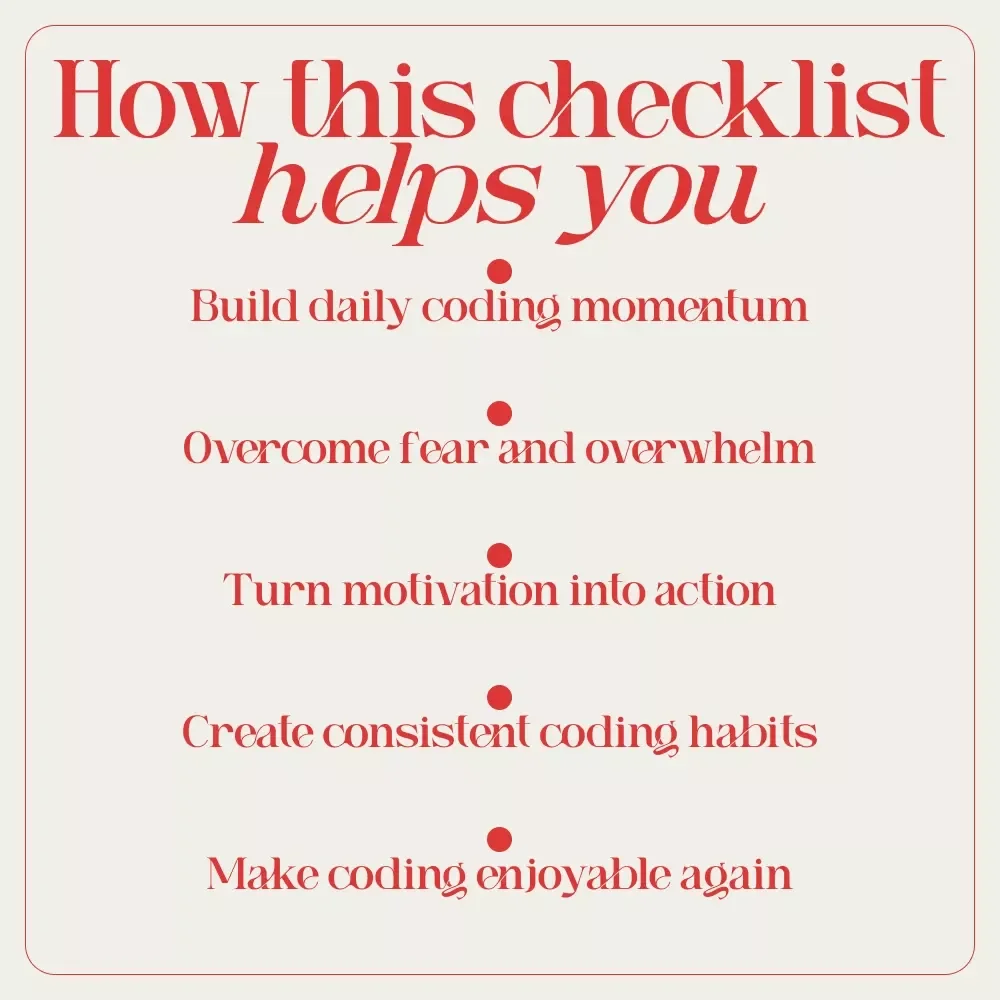 Your Ultimate Coding Motivation Checklist: Ignite, Build, and Keep Going | Daily Checklist for Developers, Beginners & Self-Taught Coders | How to Get Motivated to Code