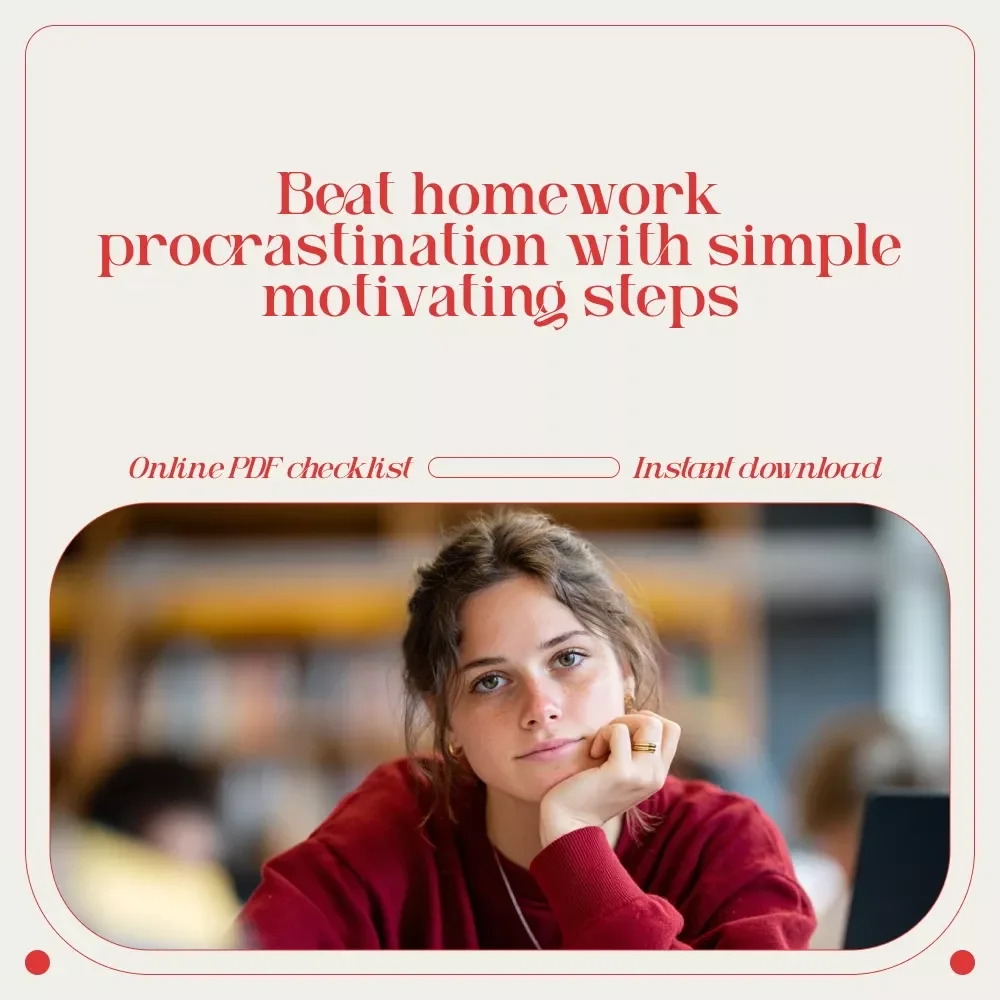 The “Homework Hustle” Checklist: 10 Fun Steps to Crush Procrastination and Get Stuff Done | Digital Download for Students | how to get motivated to do homework