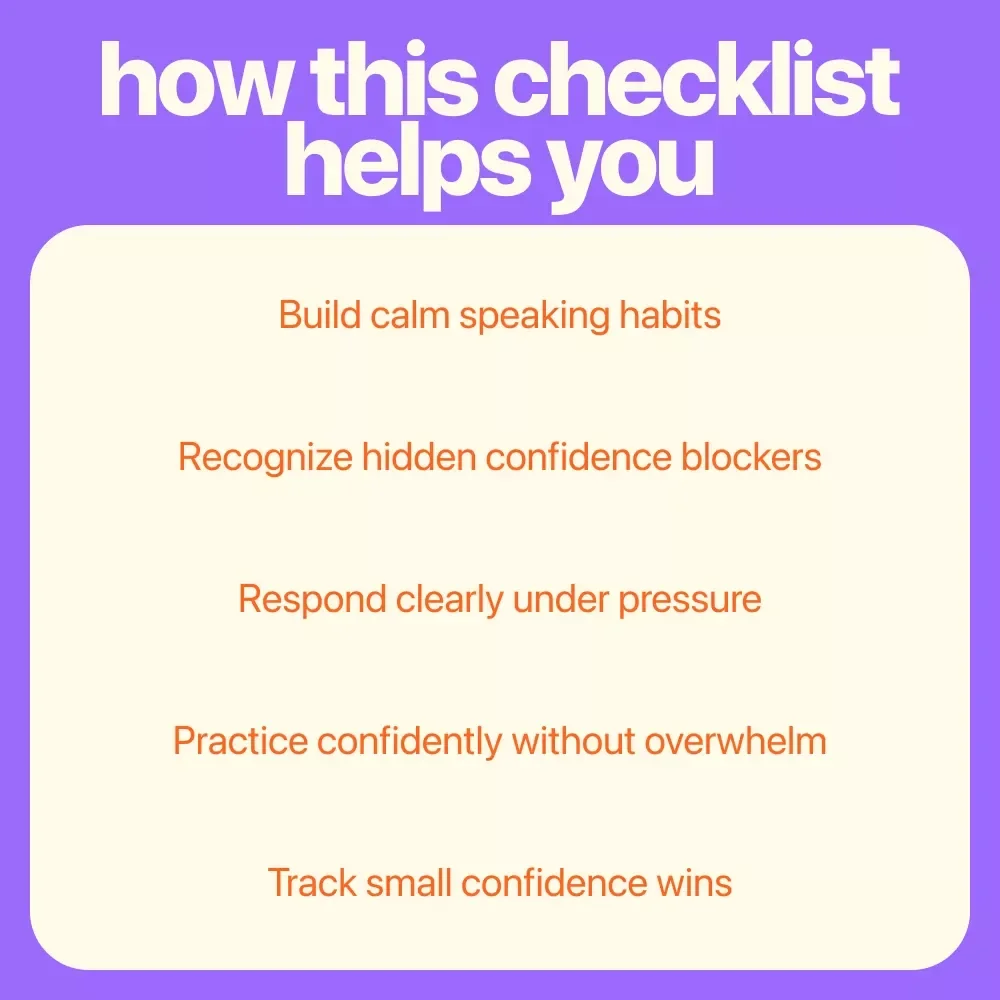 Speak Up & Stand Tall: The Ultimate Confidence-in-Communication Checklist | how to overcome lack of confidence in communication | Digital Download