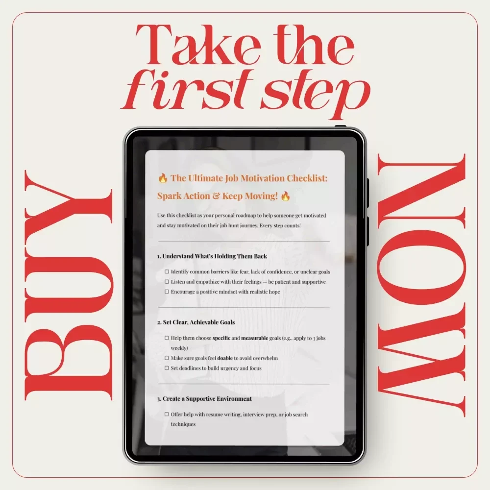 The Ultimate Job Motivation Checklist: Spark Action & Keep Moving | Job Search Motivation Guide | How to Motivate Someone to Find a Job Printable Checklist