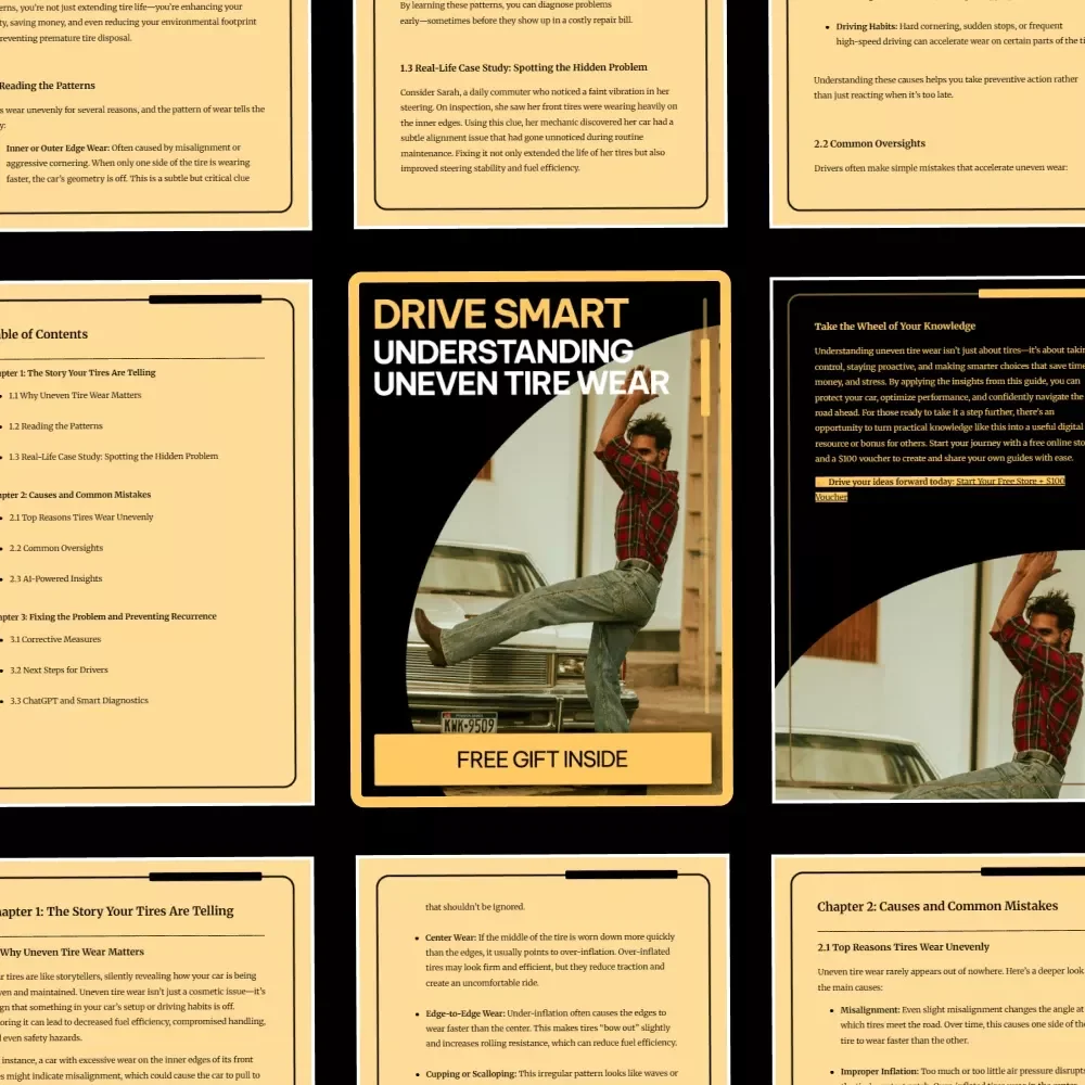 Drive Smart: Understanding Uneven Tire Wear | Printable Digital Guide for Drivers | Learn what uneven tire wear means & How to Fix It | Car Maintenance Checklist Resource | Instant Download for Smarter Vehicle Care
