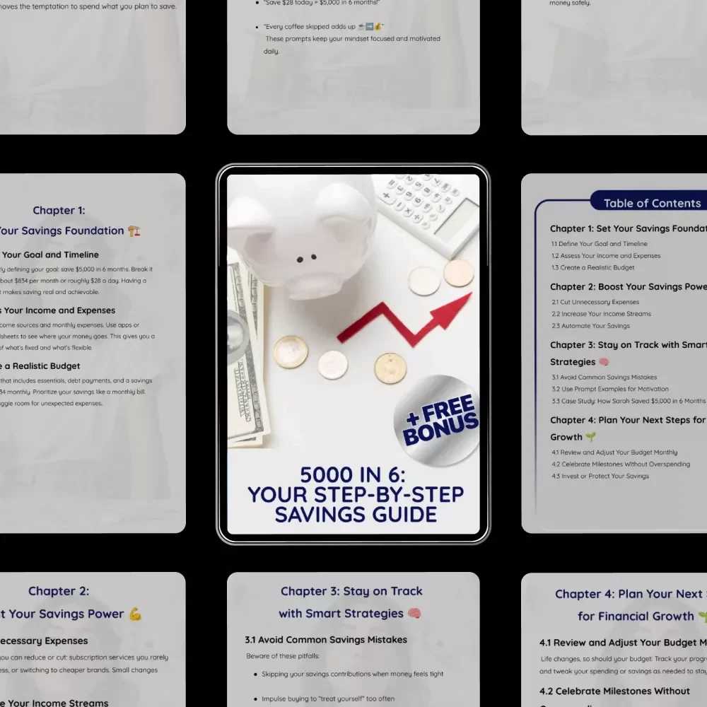 5000 in 6: Your Step-by-Step Savings Guide 💰🚀 | Save $5,000 in 6 Months Digital Download, Budgeting eBook, Money Saving Guide, Financial Planning Checklist