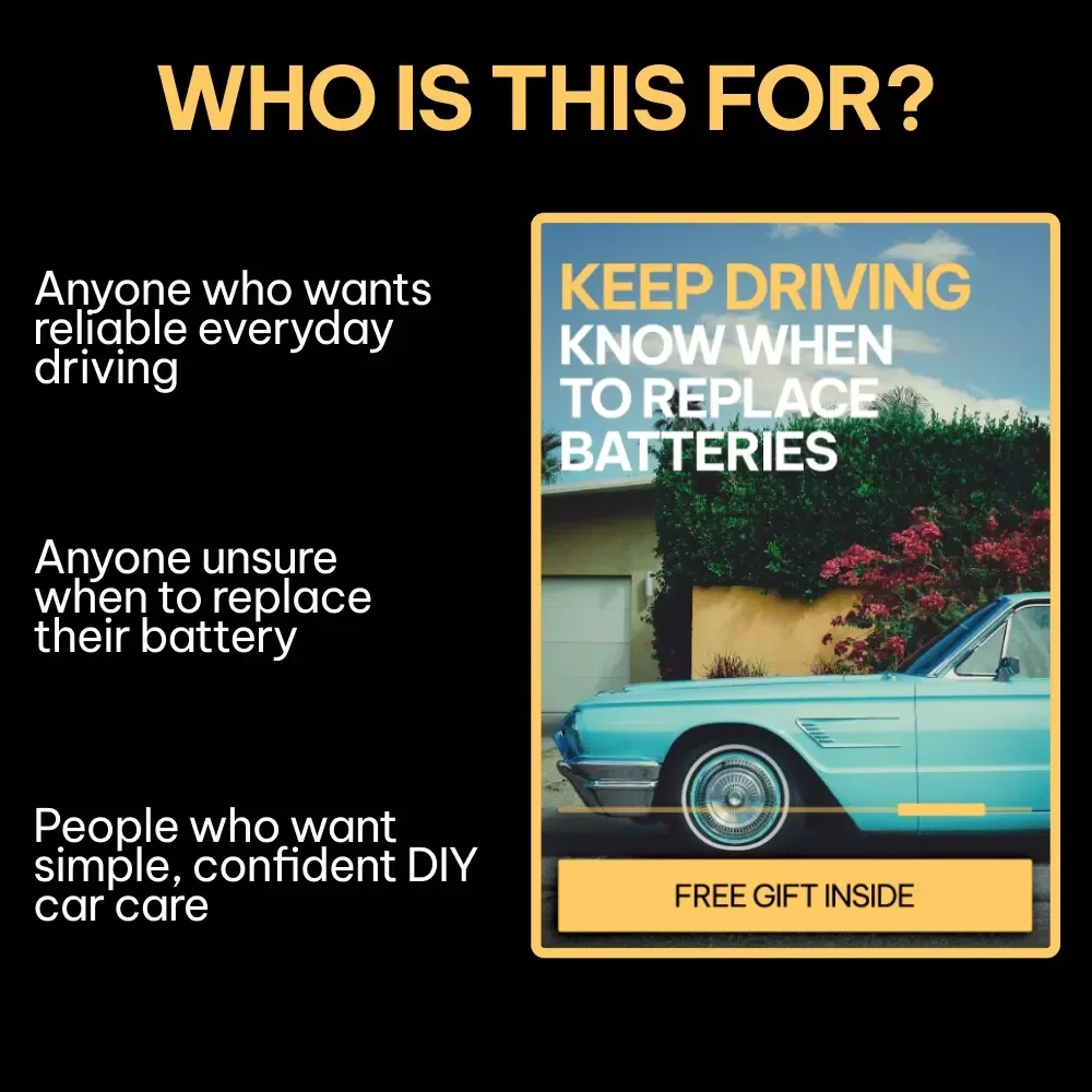 Keep Driving: Know When to Replace Batteries | Car Battery Care eBook Guide | Digital Download for Smart Drivers | when to replace a car battery Tips & Maintenance Checklist | DIY Auto Care Resource