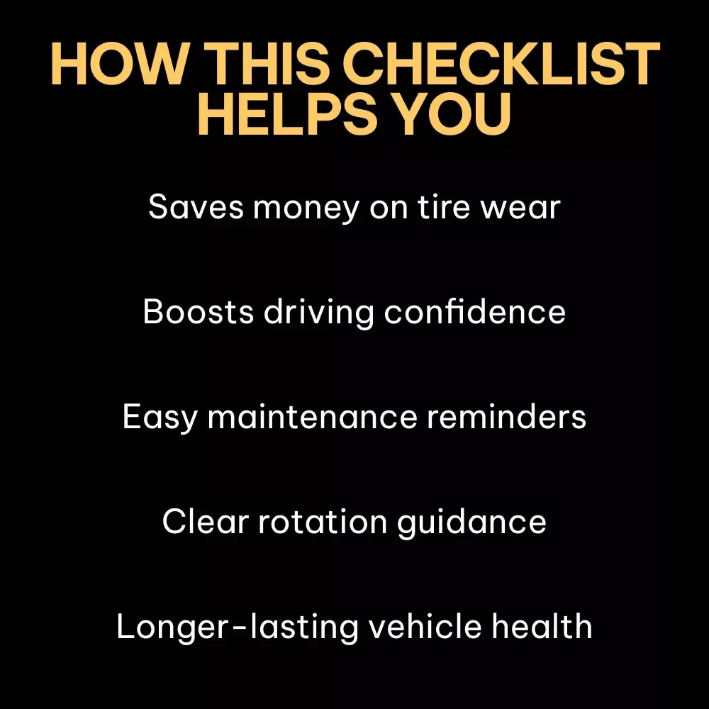 The Smart Driver’s Tire Rotation Checklist | Printable Car Care Guide | Digital Download Tire Maintenance List | how often tires should be rotated | DIY Auto Care Planner