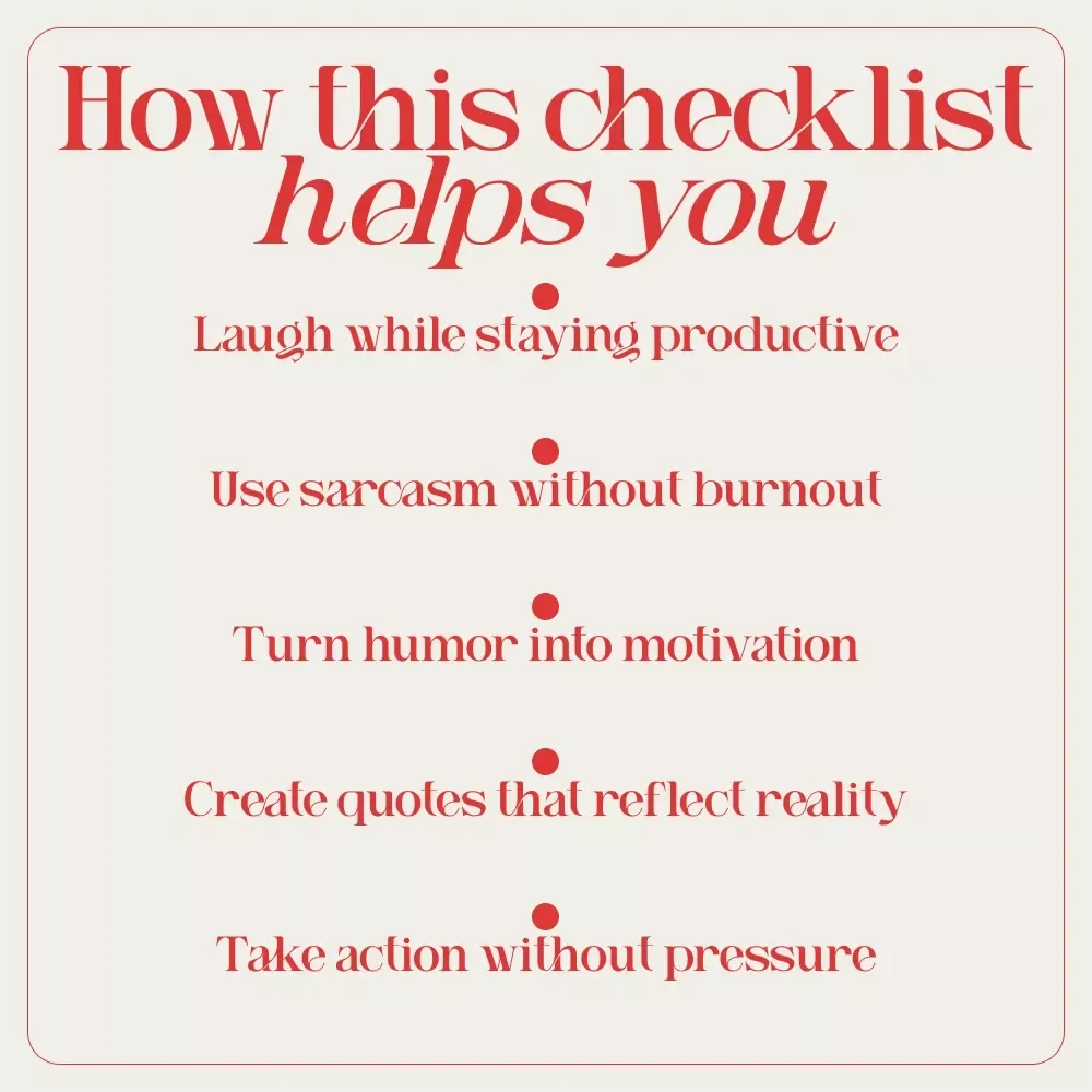The Sarcastic Genius Checklist: How to Laugh, Roll Your Eyes & Still Get Stuff Done | Printable Digital Checklist for Fans of sarcastic inspirational quotes