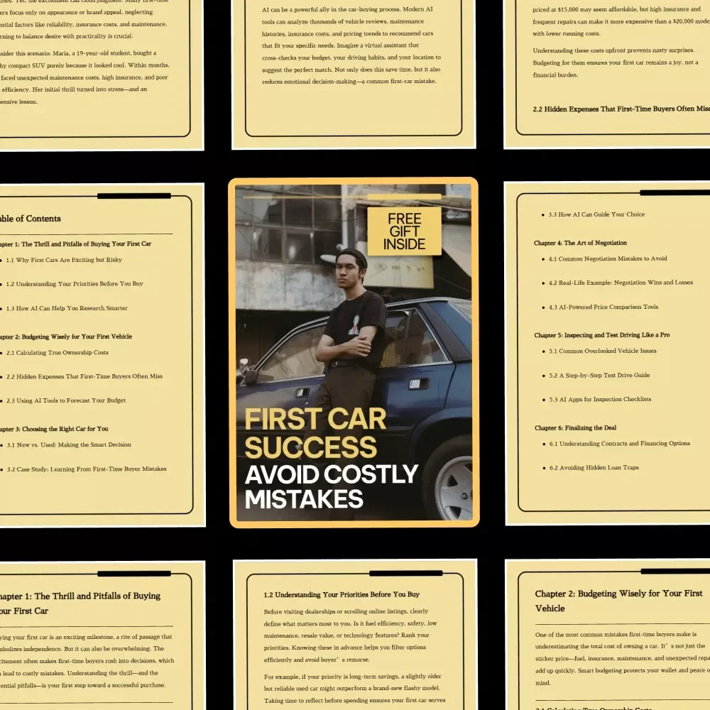 First Car Success: Avoid Costly Mistakes | Smart First-Time Buyer eBook to Avoid Common First Car Buyer Mistakes & Buy With Confidence