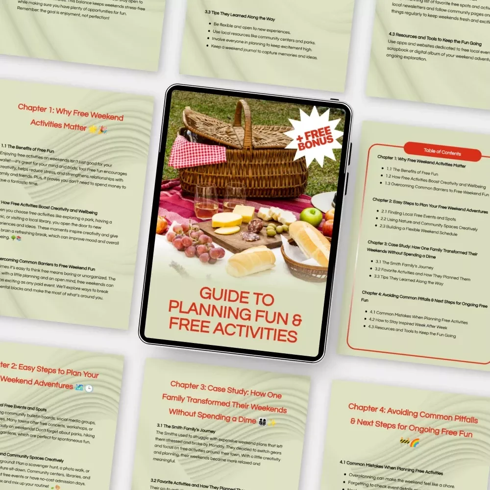 Guide to Planning Fun & Free Activities | Digital Download for Free Weekend Activities, Family Fun, Budget-Friendly Lifestyle, Printable Guide & eBook