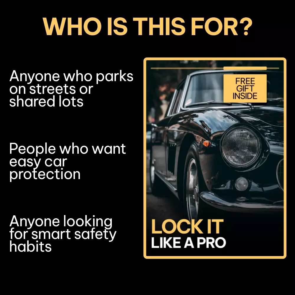 Lock It Like a Pro – Car Theft Prevention Guide, Vehicle Security Checklist, Smart Parking Safety Tips, Digital Download eBook for Drivers