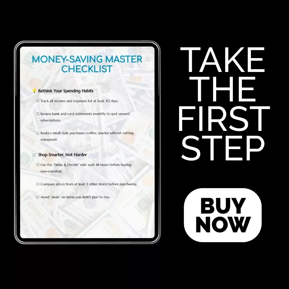 Money-Saving Master Checklist | Digital Download Budget Planner, Personal Finance Guide, Smart Spending & Savings eBook Checklist