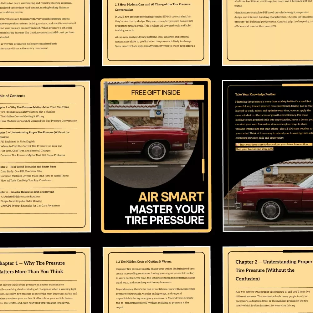 Air Smart: Master Your Tire Pressure | Digital Driving Safety Guide | Car Maintenance eBook | proper tire pressure explained | Safer Driving Habits Checklist | Printable & Mobile-Friendly Download
