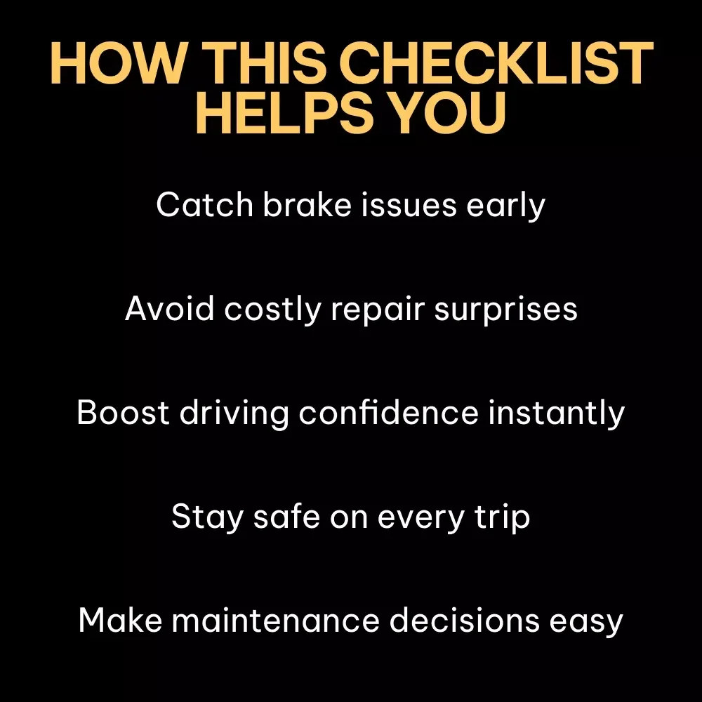 Stop Safely: Know Your Brake Pad Signs | Printable Checklist for Car Owners | Digital Download | signs of worn brake pads Guide