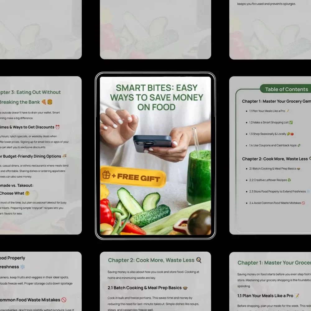 Smart Bites: Easy Ways to Save Money on Food 🍽️💰 | Budget Grocery Guide, Meal Planning eBook, Food Savings Checklist, Digital Download