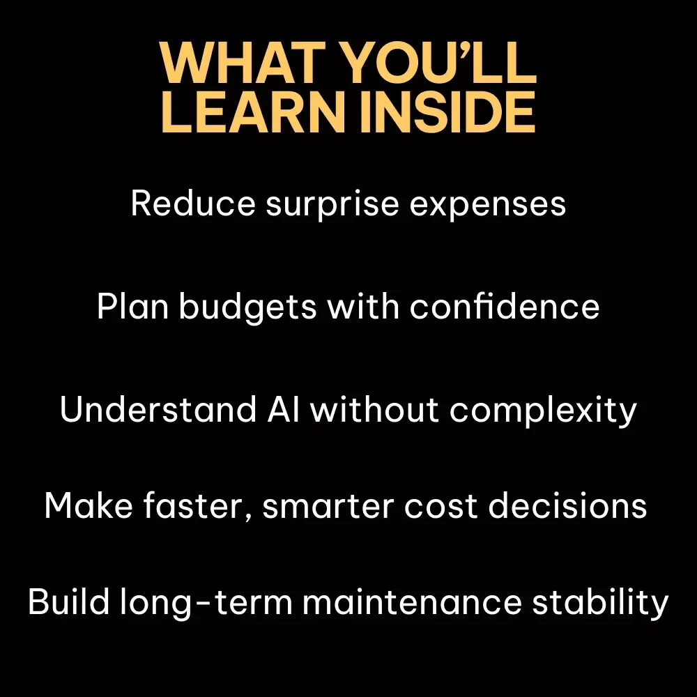 Predict Smarter Spend Less Stress Less | AI Maintenance Cost Guide, Predictive Budget Planning eBook, Smart Spending Digital Download