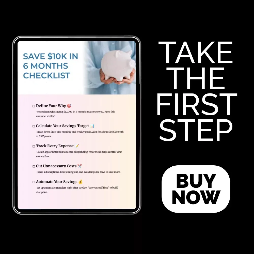 Save $10K in 6 Months Checklist 💸✅ | Digital Budget Planner, Savings Challenge, Money Goal Tracker, Personal Finance Guide
