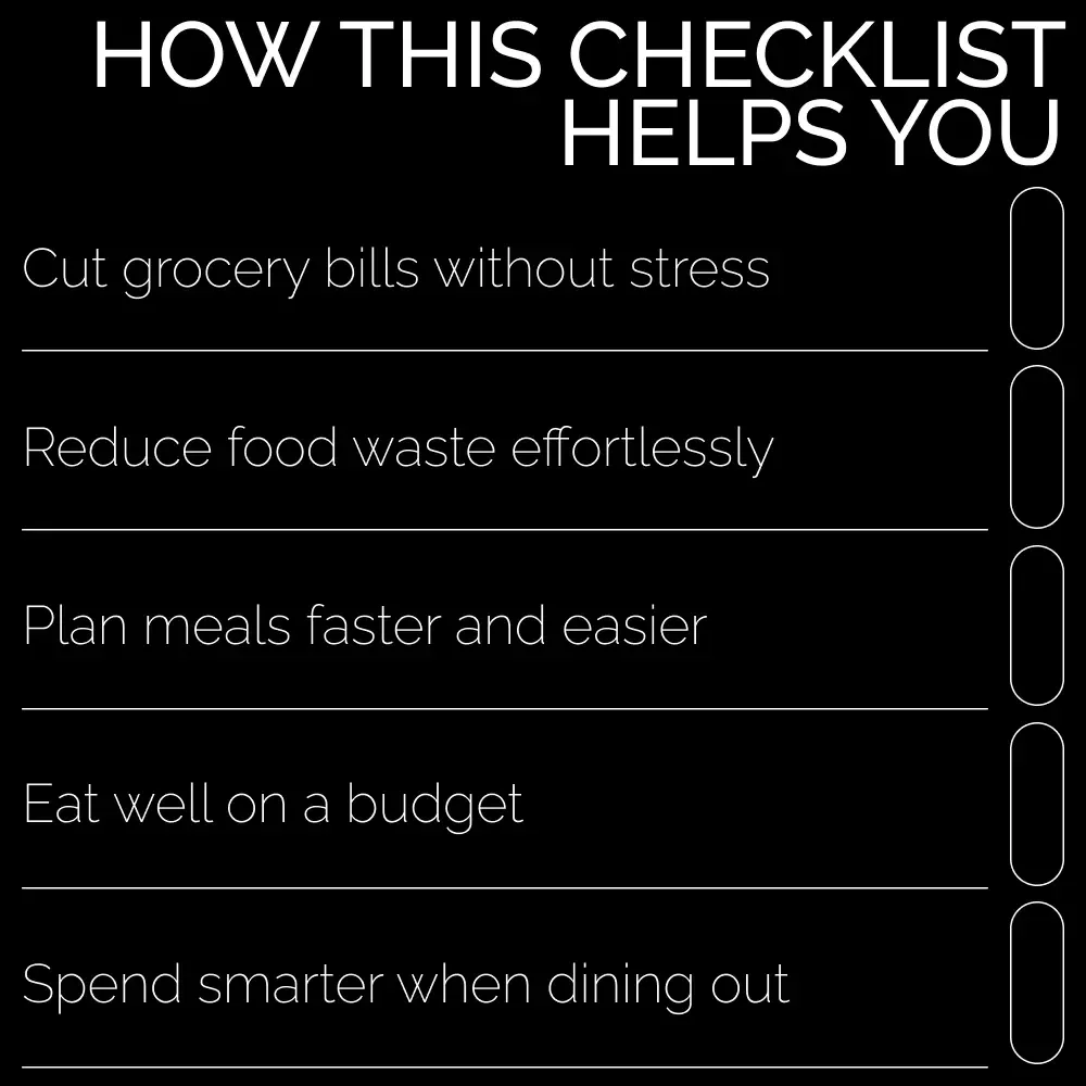 Food Savings Made Simple 🍽️💰 | Budget Meal Planning Guide, Grocery Savings eBook, Food Waste Reduction Checklist, Smart Dining on a Budget Digital Download