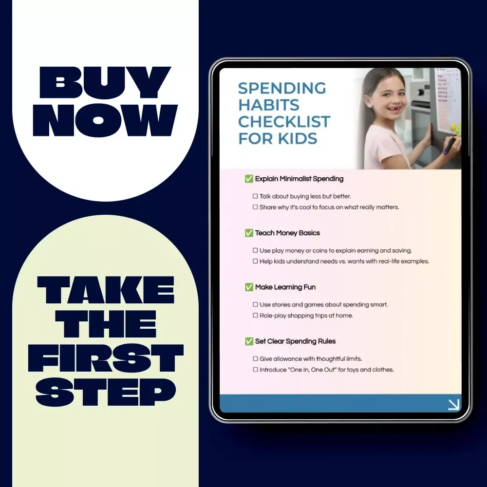 Spending Habits Checklist for Kids – Kids Money Skills Printable, Allowance & Minimalist Spending Guide for Families