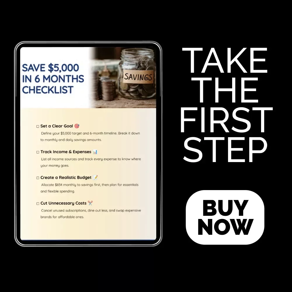 Save $5,000 in 6 Months Checklist 💸🚀 | Savings Challenge Checklist, Money Saving Guide, Budget Planner Digital Download