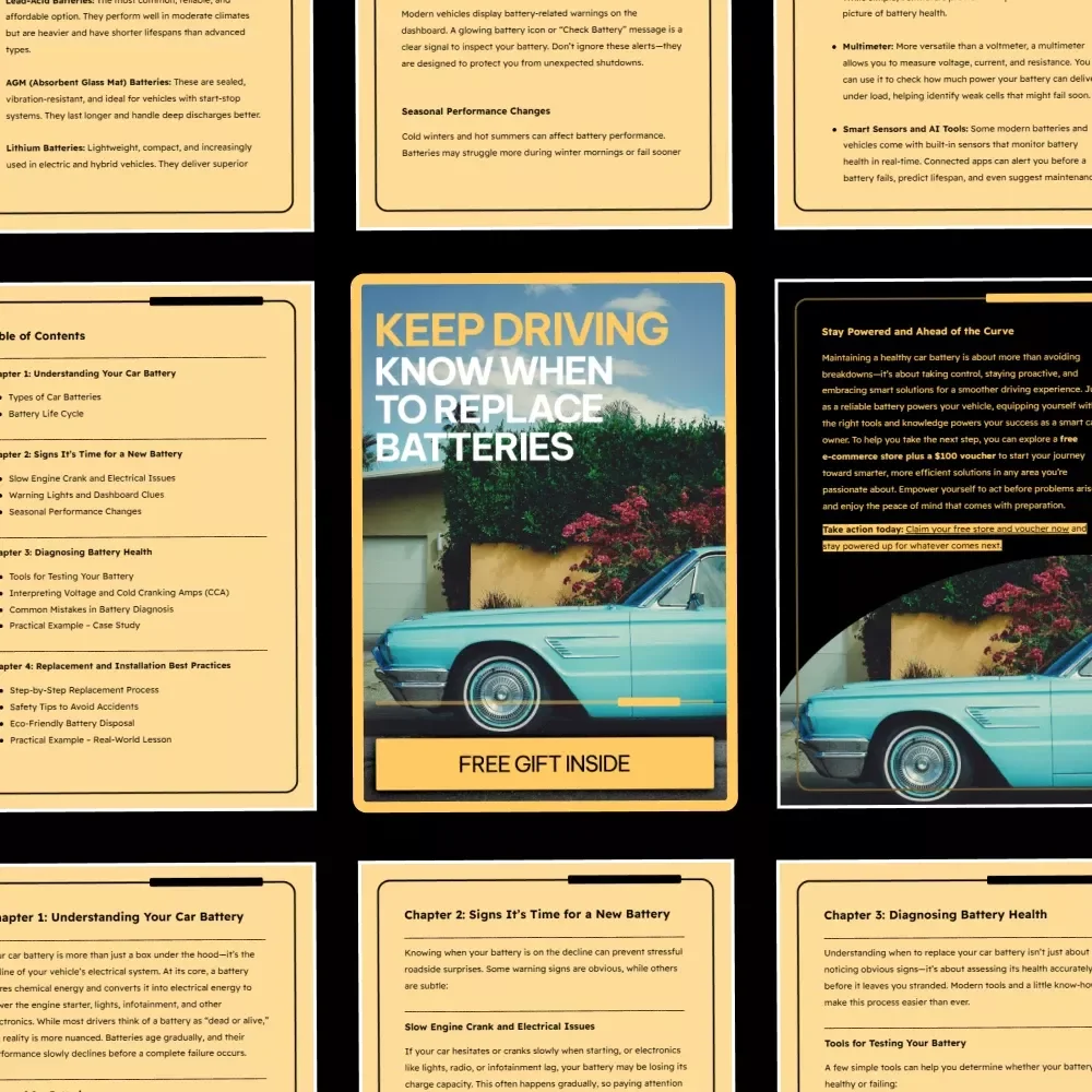 Keep Driving: Know When to Replace Batteries | Car Battery Care eBook Guide | Digital Download for Smart Drivers | when to replace a car battery Tips & Maintenance Checklist | DIY Auto Care Resource