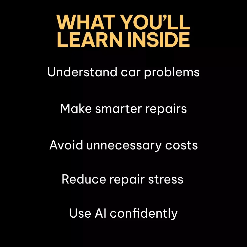 When Cars Talk Back and AI Helps You Listen – Smart Car Repair Guide, AI Car Diagnostics Explained, Repair Estimate Clarity eBook, Stress-Free Auto Ownership Digital Download