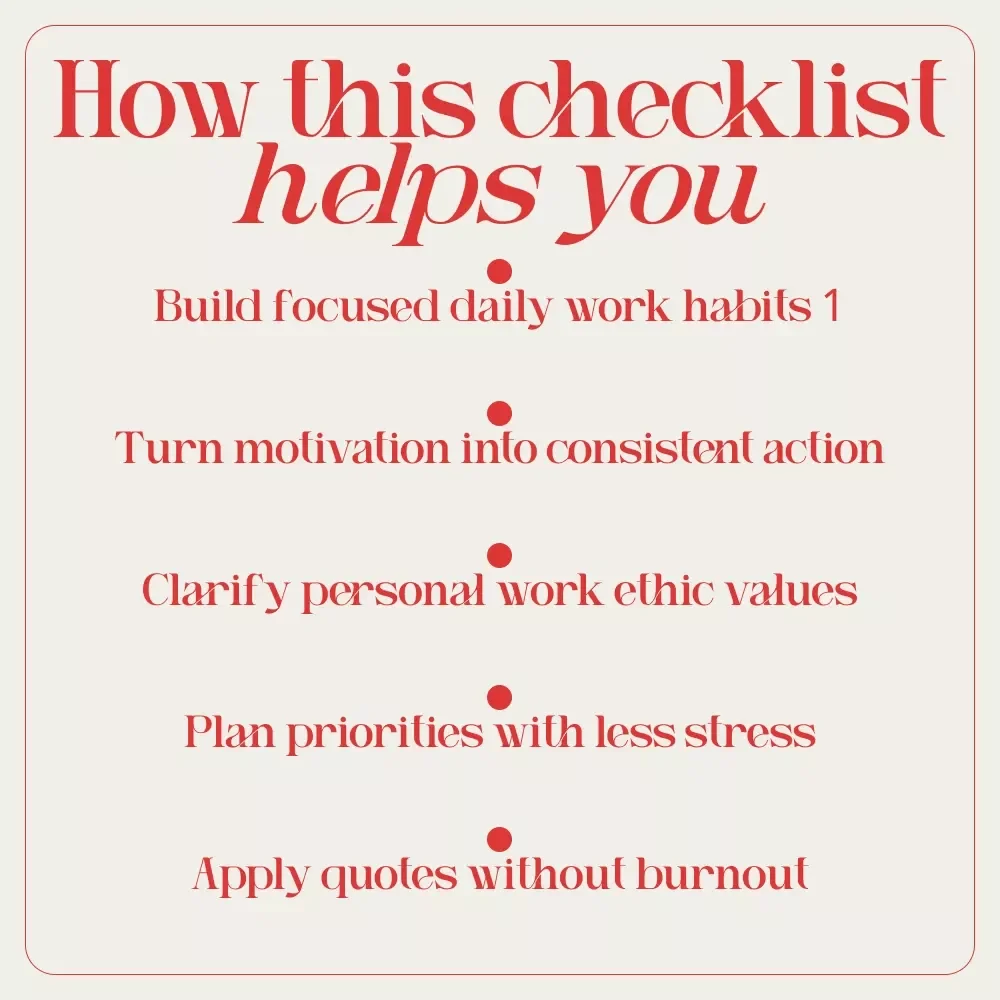 The Work Ethic Winner’s Checklist: 12 Ways to Work Like You Mean It – Printable Productivity Checklist Inspired by work ethic quotes for Focus, Discipline & Daily Wins