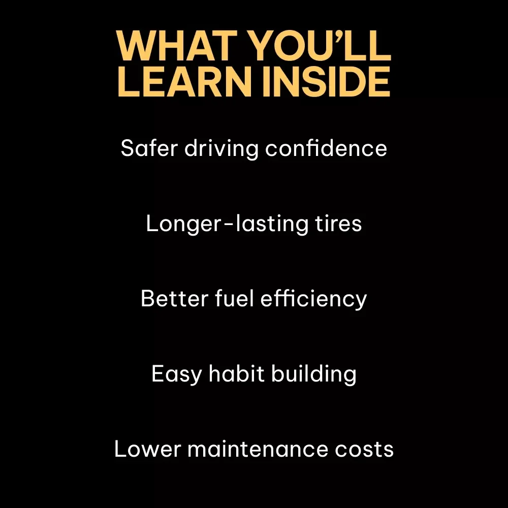 Air Smart: Master Your Tire Pressure | Digital Driving Safety Guide | Car Maintenance eBook | proper tire pressure explained | Safer Driving Habits Checklist | Printable & Mobile-Friendly Download