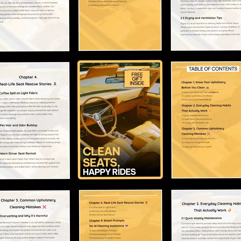 Clean Seats, Happy Rides | Car Seat Cleaning Guide, Upholstery Care eBook, Auto Interior Cleaning Checklist, Fabric & Leather Seats Digital Download