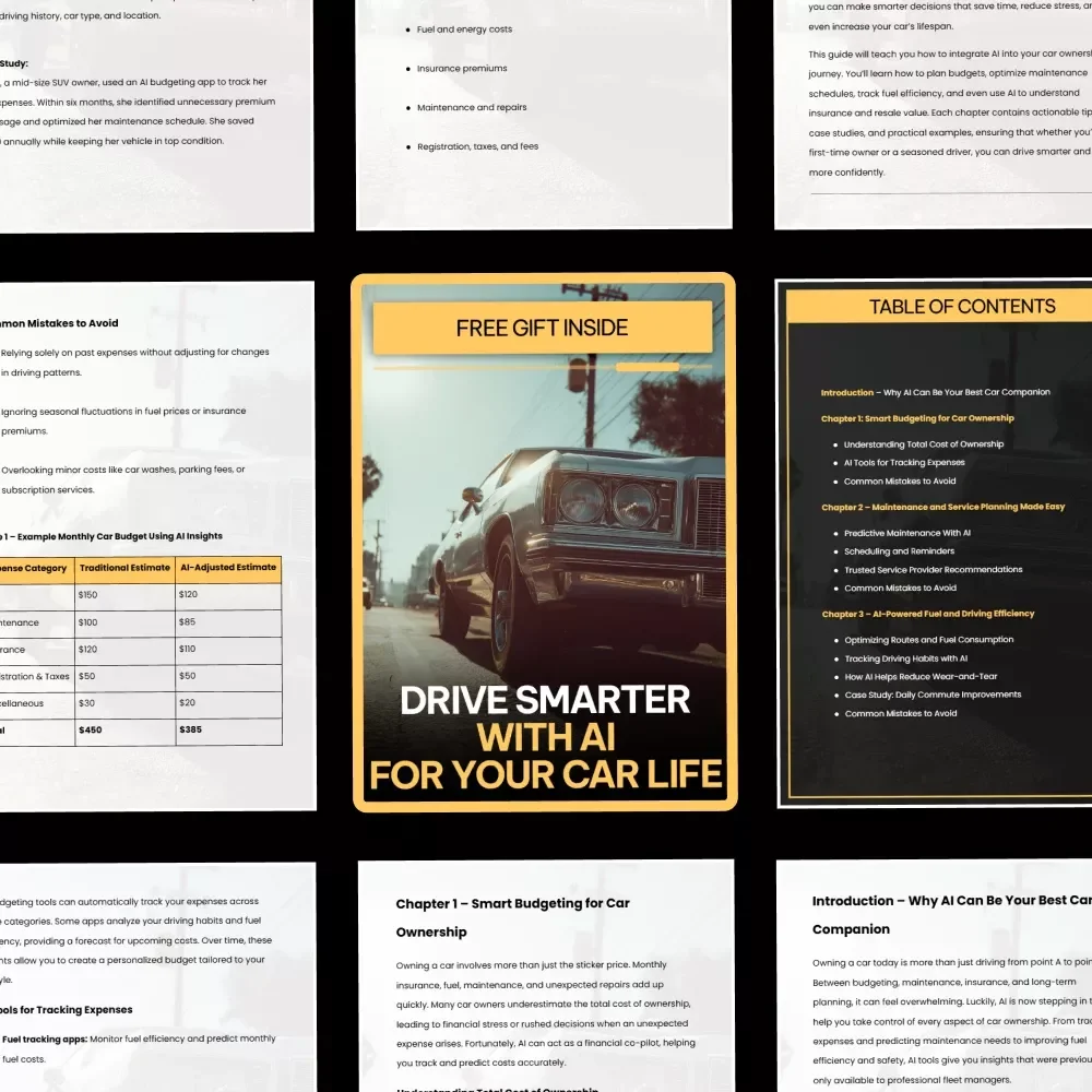 Drive Smarter With AI for Your Car Life – Smart Driving Guide, AI Car Ownership Planner, Budgeting, Maintenance, Fuel Efficiency & Resale Value Digital Download